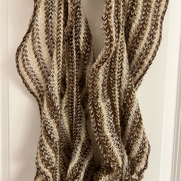 Mixit Brown Multicolor Long Ruffle Scarf with Tassels - Picture 2 of 3